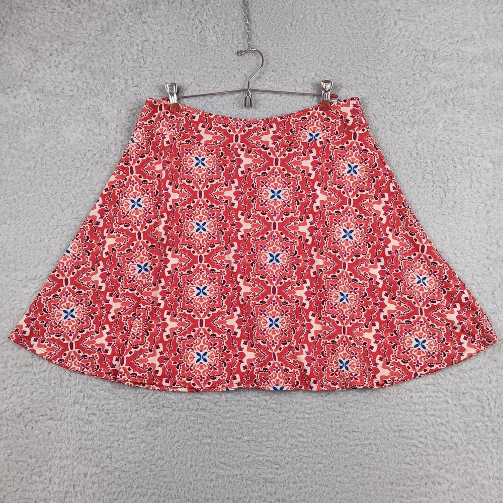 Renee C. Skirt A-Line Women L Red Medallion Print Stretch Lined 2055SK33P